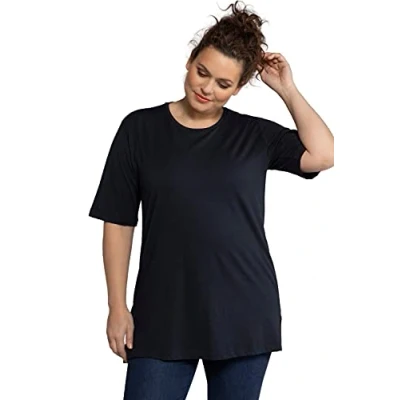Abbildung von Ulla Popken, Damen, große Größen, Basic Shirt, Rundhals Blauschwarz 42 44