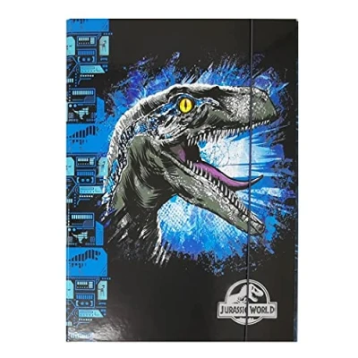 Abbildung von Stabile Kinder Box Sammelbox Heftbox Heftebox Heftmappe Sammelmappe für Schulranzen Dossier Ordner mit Gummizug Gummiband und Innenklappen DIN A4 Jungen &amp; Mädchen (Dino Jurassic Dinosaurier)