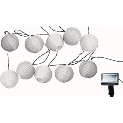 Abbildung von Spetebo Weiße Party Lichterkette Solar mit 10 Garten Lampions in weiß Außen Partybeleuchtung LED Pavillon Dekoration Beleuchtung