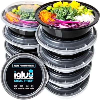 Abbildung von [30er Pack] Runde Meal Prep Container Von Igluu Essensbox, Lunchbox Mikrowellengeeignet, Spülmaschinenfest Und Wiederverwendbar Luftdichter Deckelverschluss, BPA Frei