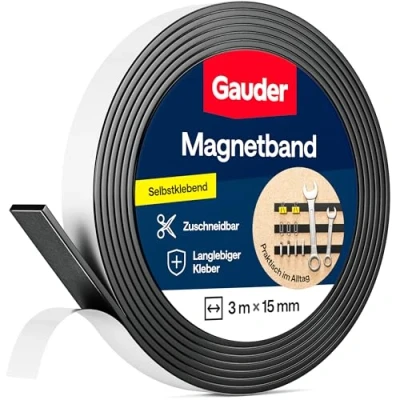 Abbildung von GAUDER Magnetband stark selbstklebend mit 3M Kleber Magnetstreifen starkes Magnetklebeband (3 m)