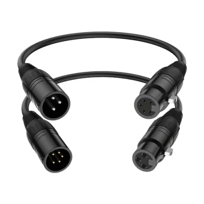Abbildung von J&amp;D XLR Kabel, Stecker 3 Polig auf Buchse 5 &amp; Poliges Audiokabel, 2er Pack DMX Beleuchtungskabel, 30 cm