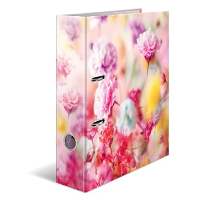 Abbildung von HERMA Ordner A4 Rosa Blüten, 7 cm breit, Kinder Ringordner mit Pflanzen Motiv, bunter Aktenordner Innendruck für Jungen und Mädchen