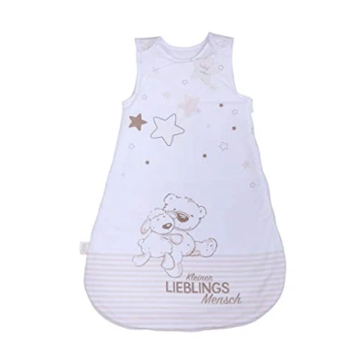 Abbildung von Herding Baby Best Schlafsack, Kleiner Lieblingsmensch Motiv, 90 cm, Seitlich umlaufender Reißverschluss und Druckknöpfe, Weiß