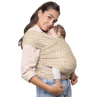 Abbildung von Boba Babytrage Neugeborenes bis Kleinkind dehnbare Baby Tragetuch Babytragetuch freihändiges Neugeborene 3,215,9 kg (Sand Leopard)
