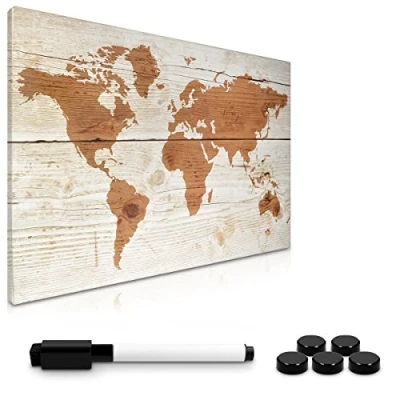 Abbildung von Navaris Magnettafel Magnetpinnwand Memoboard zum Beschriften 60x40 cm Notiztafel div. Designs Tafel abwaschbar mit Halterung Magneten Stift