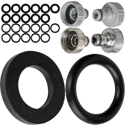 Abbildung von Ersatz Dichtungen Mix Set, 24 Stück, für G 1/2&quot; Zoll Garten Systemteile, kompatibel mit Gardena 21 mm Hahnverbinder, 18240, 18220, 15273, aus Silikon, Ø 16 x 11 O Ringe und 19 Flachdichtungen