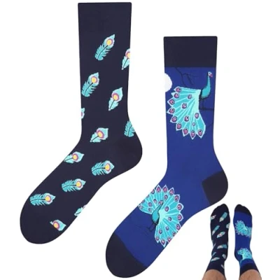Abbildung von TODO Lustige Socken Pfau Damen und Herren. Pfauen Motiv 39 42