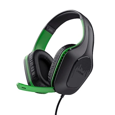 Abbildung von Trust Gaming GXT 415PS Zirox Leichtes Headset für Xbox Series X/S mit 50 mm Treiber, 1,2 m Kabel, 3,5 Audioanschluss, Over Ear Kopfhörer Kabel Schwarz/Grün