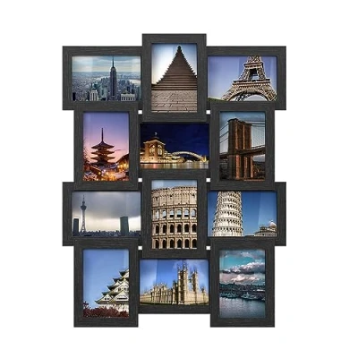 Abbildung von SONGMICS Bilderrahmen Collage für mehrere Fotos, 12 Fotorahmen, Fotocollage, 10 x 15 cm Bilder, Wandcollage, Fotowand, Montage erforderlich, tintenschwarz RPF26BK