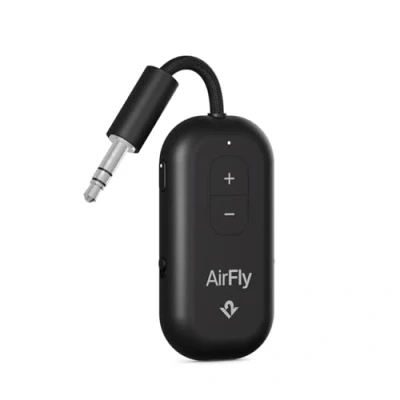 Abbildung von AirFly Pro 2 Schließen Sie Ihre Bluetooth Kopfhörer an eine beliebige Kopfhörerbuchse an, z. B. Flugzeugen, Laufbändern oder Spielkonsolen, um überall kabellos zu hören.