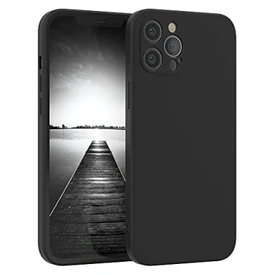 Abbildung von EAZY Case Silikonhülle für iPhone 12 Pro Max Hülle Silikon Schwarz stoßfeste Handyhülle Schutzhülle mit Kameraschutz Dünn Premium Schutz Cover TPU Phone Bumper in Matt