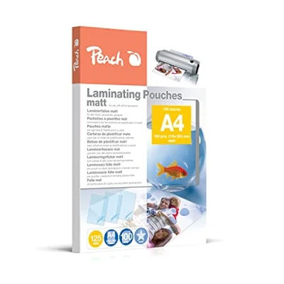 Abbildung von Peach Laminierfolien A4 125 mic 100 pouches matt beschreibbar Premiumqualität für beste Laminierergebnisse kompatibel mit Geräten aller Markenhersteller S PP525 22
