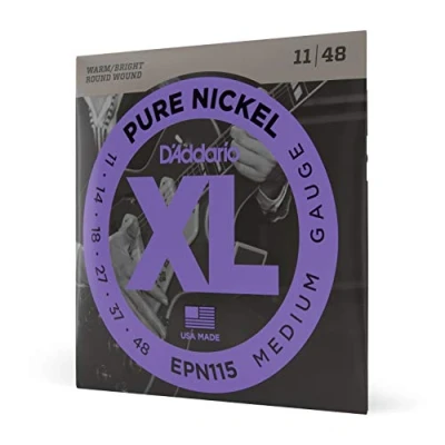 Abbildung von D&#039;Addario E Gitarren Saiten Gitarrensaiten Gitarre DER BELIEBTESTEN SAITENMARKE WELTWEIT EPN115 reines Nickel Blues/JazzRock (11 48) Vintage Sound