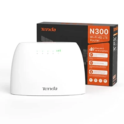 Abbildung von Tenda 4G03 4G LTE Router, WLAN Router für SIM Karten (CAT4, 150Mbit/s im Download, 300Mbit/s 2,4GHz), 2 Fast Ethernet Ports, Plug &amp; Play, APP, IPv6, Gast Netzwerk, Verkehrdaten Monitoring, Weiß