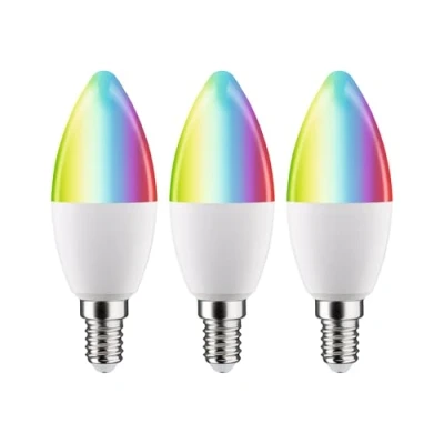 Abbildung von Paulmann 29152 Standard 230V Smart Home Zigbee LED Birne E14 3x470lm 3x5W RGBW+ dimmbar Matt Leuchtmittel