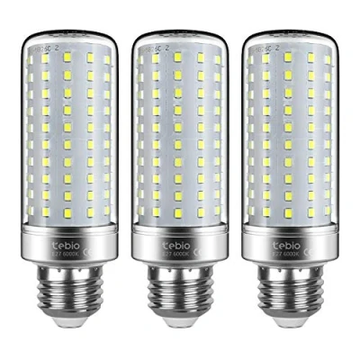 Abbildung von tebio LED Silber Mais Glühbirnen E27 25W 200W Entspricht Nicht dimmbar 6000K Kaltweiß 2500LM Mittel Edison Schraube Kerze Leuchtmittel, 3er Pack