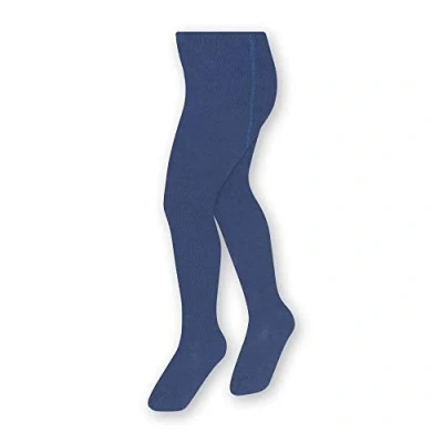 Abbildung von STEVEN Einfache Und Glatte Baumwollstrumpfhose Für Kinder/Höhe 68cm bis 158cm/Perfekt Kühlere Tage/Blickdicht/Strumpfhosen Kinder/Unisex/Alter 0 11/Jeans/104cm 110cm