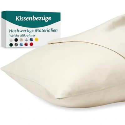 Abbildung von Kissenbezug 30x50 Mikrofaser Premium 2er Set Kissenhülle Deko für Kissen Bett/Sofa Stoff Superweicher Resistent Hypoallergen Anti Milben Atmungsaktiv Kopfkissenbezug mit Verdecktem Zip Voll Waschbar