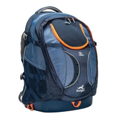 Abbildung von Kurgo G Train Hunderucksack, Mit integriertem Haustierfach, Wasserfester Boden, Für Haustiere bis zu 11 kg, Navy Blau, 33 x 53,34 25,4 cm
