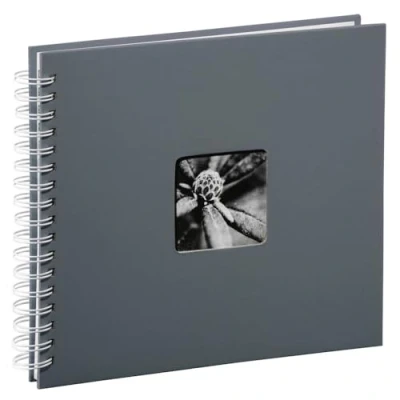 Abbildung von Hama Fotoalbum 28x24 cm (Spiral Album mit 50 weißen Seiten, Fotobuch Pergamin Trennblättern, zum Einkleben und Selbstgestalten) grau