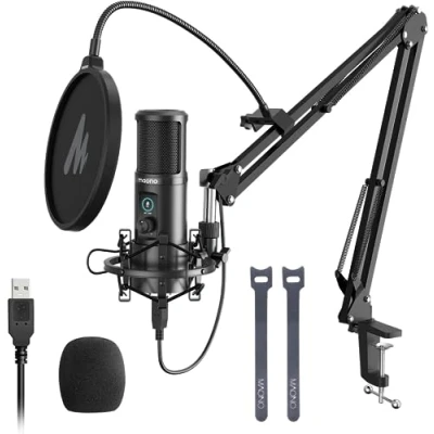 Abbildung von MAONO USB Mikrofon PC, mit Arm Streaming Kondensatormikrofon Mute Button, Popfilter, 192 KHZ/24BIT, Mikrophon für Gaming Podcast Aufnahme YouTube Twitch, PS4/5, PM421