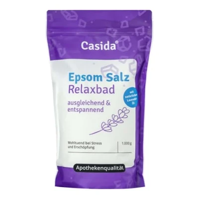 Abbildung von Epsom Salz Relaxbad mit natürlichem Lavendelöl/Lavendel Magnesiumsulfat zum Baden 1000 g Ideal für Voll und Fußbäder bei Stress Original aus der Apotheke