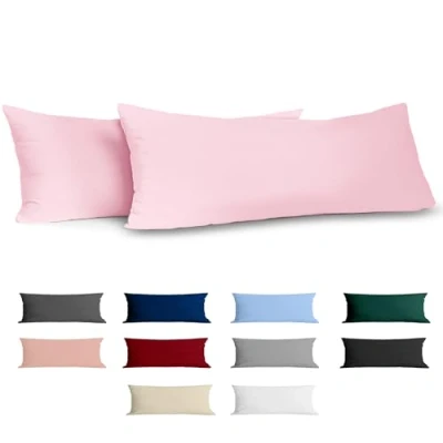 Abbildung von Kissenbezug 40x145 Baumwolle Renforcé (2er Set) Rosa Dicht gewebt mit 57 Fäden/cm² 40 x 145 cm Oeko Tex Zertifiziert Dreamzie