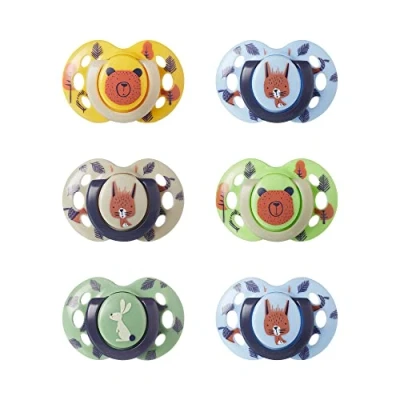 Abbildung von Tommee Tippee Fun Style Beruhigungssauger, Symmetrische Kiefergerechte Form, BPA freies Silikon, 6 18M, 6er Set, Blau