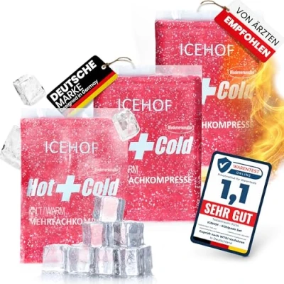 Abbildung von ICEHOF Kühlpads (3x) Modernstes Soft Gel, lange Kühldauer Kühlpack Gel Kühlakku Kühlkissen Kühlkompressen Kälte Kompresse Kühlkompresse Kühlbeutel Eisbeutel Gefroren formbar, pink glitzer
