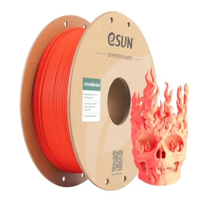 Abbildung von eSUN Matte Dual Colour Filament, PLA Filament 1.75mm, glanzfreie Farbe, gefrostete Textur, 1KG Spule (2.2 LBS) 3D Druck für Drucker, Rot Gelb