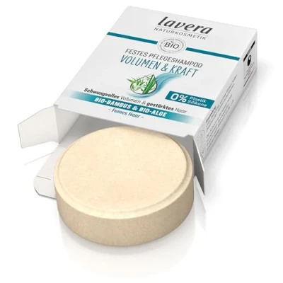 Abbildung von lavera Festes Pflegeshampoo Volumen &amp; Kraft ohne Silikone Intensive Feuchtigkeit sanfte Pflege vegan Naturkosmetik 50 g