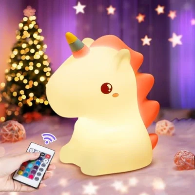 Abbildung von Nachtlicht Kinder, 16 Farben+Dimmbar+USB Wiederaufladbar Baby &amp; Einhorn Geschenke Für Mädchen, Kawaii Deko Nachtlampe Kinderzimmer Deko, Unicorn Lampe Mädchen