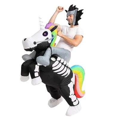 Abbildung von AirSuit® Aufblasbare Verkleidung Einhornskelett Ungewöhnliches Kostüm in Erwachsenengröße Aus sehr strapazierfähigem Polyester Angenehm zu tragen Inklusive Aufblassystem OriginalCup®
