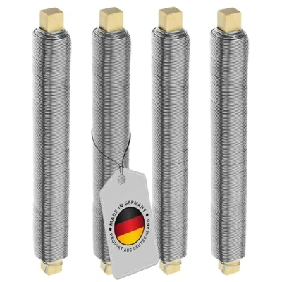 Abbildung von ECENCE 4X Blumendraht verzinkt, 0,65mm Wickeldraht lose auf Holzwickel, Gartendraht zur Befestigung von Blumen und Pflanzen, Bindedraht Garten 35m Farbe Silber