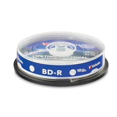 Abbildung von Verbatim MDISC BD R Blu ray Rohlinge 25 GB, Disc mit 4 facher Schreibgeschwindigkeit, 10er Pack Spindel, großflächig bedruckbar, Disks für Video und Audiodateien