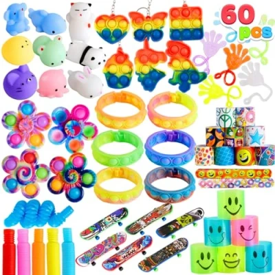 Abbildung von JOYIN 60 Stücke Kindergeburtstag Mitgebsel Set, Popular Fidget, Partyspielzeuge, Goodie Bags Fillers für Gastgeschenke, Give Aways Klassenzimmer Preise