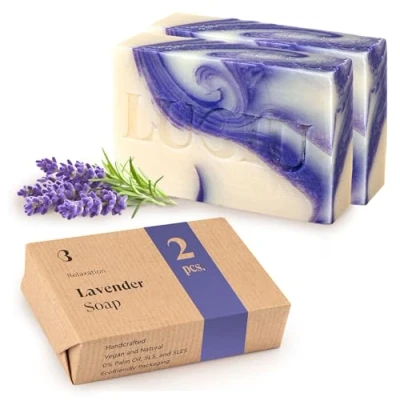 Abbildung von lubiu 2 x 100g Lavendelseife Naturseife für jede Haut Lavendel Seife Handgemacht Natur Seifen Ohne Palmöl Duftseife Stück Natural Soap Bar
