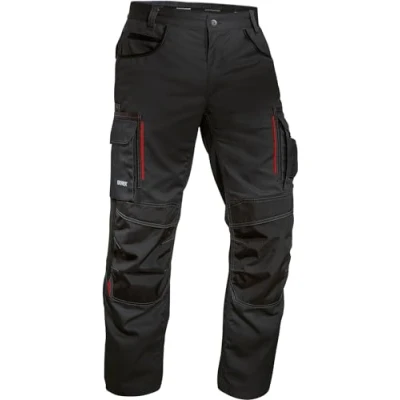 Abbildung von Uvex Tune up Herren Arbeitshose lang robuste Männer Arbeitshosen mit Kniepolster Taschen 35% Baumwolle Schwarz/Rot 50