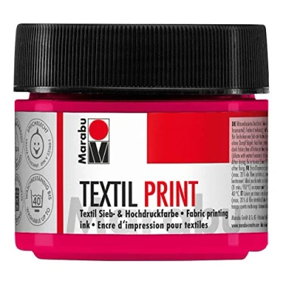 Abbildung von Marabu 17030050914 Textil Print primärmagenta 100 ml, Sieb und Hochdruckfarbe auf Wasserbasis, geruchsneutral lichtecht, lange Offenzeit, für helle dunkle Textilien