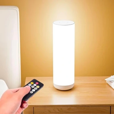 Abbildung von Semlos Minimalistische Nachttischleuchte mit 3 Wegen dimmbar, Nachttischlampe Fernbedienung, LED Lampe für Schlafzimmer Nachttisch