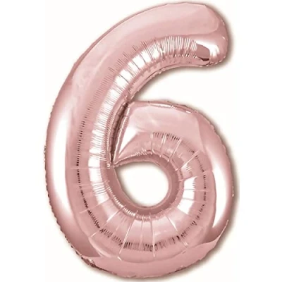 Abbildung von Luftballon 6. Geburtstag Zahl 6 Rosegold XXL Riesen Folienballon 100cm Geburtstagsdeko Mädchen Ballon Deko zum Geburtstag. Fliegt mit Helium.