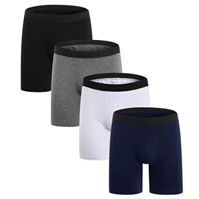 Abbildung von ZLYC Herren Lange Bein Baumwolle Boxershorts Unterwäsche, 4 Pack Mehrfarbig, Gr. XL
