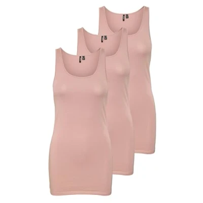 Abbildung von VERO MODA Damen VMMAXI My Soft Long Tank TOP GA 3P 10229554, Rosa (3X Misty Rose), M