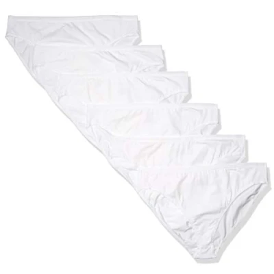 Abbildung von Amazon Essentials Damen Slip Aus Baumwolle Mit Hohem Beinausschnitt (In Übergröße Erhältlich), Atmungsaktiv, 6er Pack, Weiß, 42
