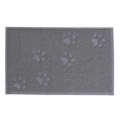 Abbildung von lionto Katzenklomatte aus robustem PVC, 40x60 cm, leicht zu reinigender Vorleger für Katzentoilette mit Anti Rutsch Beschichtung, Katzenstreumatte hält die Wohnung sauber, sanft Katzenpfoten, grau