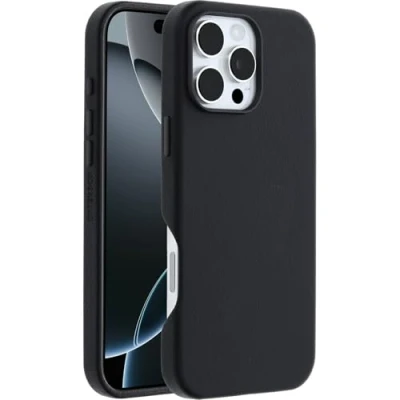 Abbildung von OtterBox Symmetry Series Cactus Leather MagSafe Hülle für iPhone 16 Pro Max, stoßfest, sturzsicher, dünne Schutzhülle, 3X getestet nach Militärstandard, Schwarz