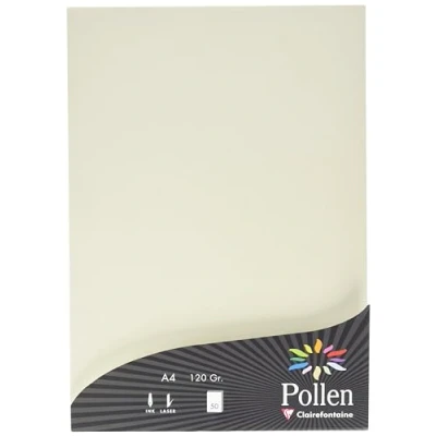 Abbildung von Clairefontaine 24303C Packung mit 50 Blatt Pollen, DIN A4, 210 x 297 mm, 120g, Perlmutt Elfenbein