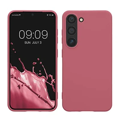 Abbildung von kwmobile Hülle kompatibel mit Samsung Galaxy S23 TPU Silikon Handyhülle Case stoßabsorbierend flexibel Kabelloses Laden Dark Rose