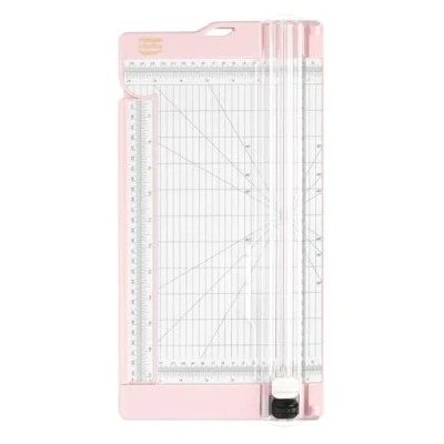 Abbildung von Vaessen Creative 2207 110 Papierschneider zum Schneiden und Falzen von geraden Linien auf A3, A4 kleineren Papierformaten, Rosa, für Scrapbooking Karten Basteln, 15,2 x 30,5 cm